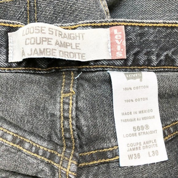 Vintage Levi's Loose Straight High Waisted Ribcage Wedgie Mom Dad Black Wash 569 - Picture 5 of 11